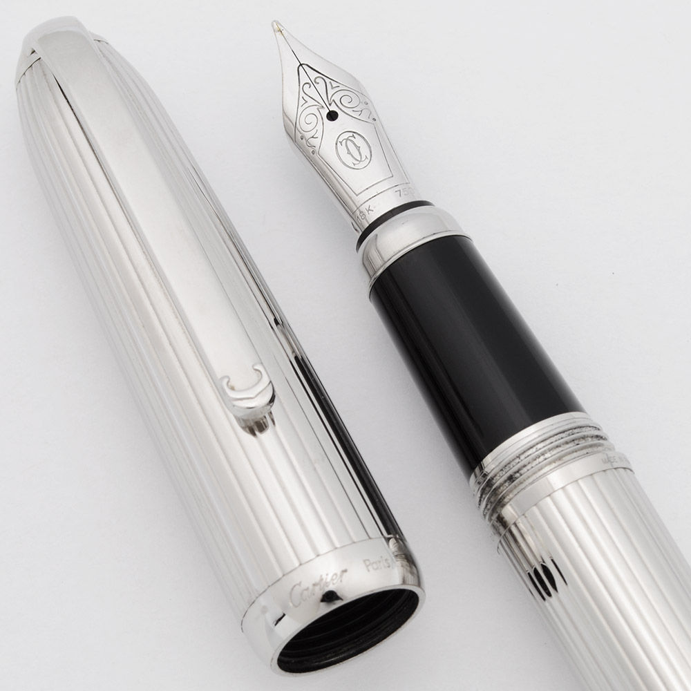 Louis Cartier Stripe Fountain Pen - Godron (Lined), Palladium